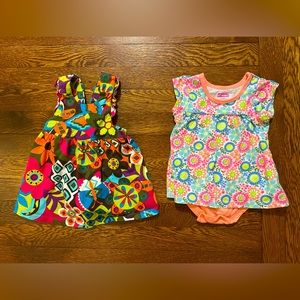 Baby Girl Colorful Floral Dress Onesie Combo Bundle Size 3-6 Mon & 6-9 Mon